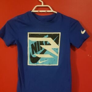 Nike Kids Blue and Black Graphic Tee